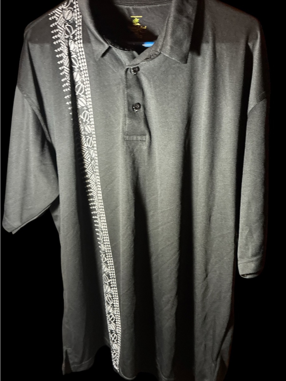 Diamond Head Wear Men's 2XL Black Polo Shirt Tribal Geometric Panel Print